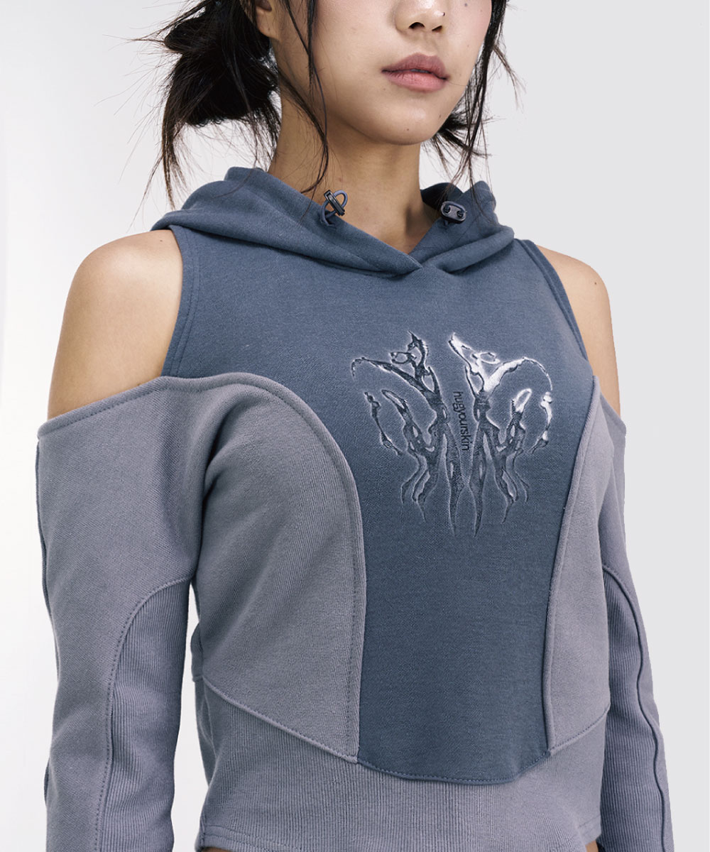 Cut-out hoodie (Charcoal)