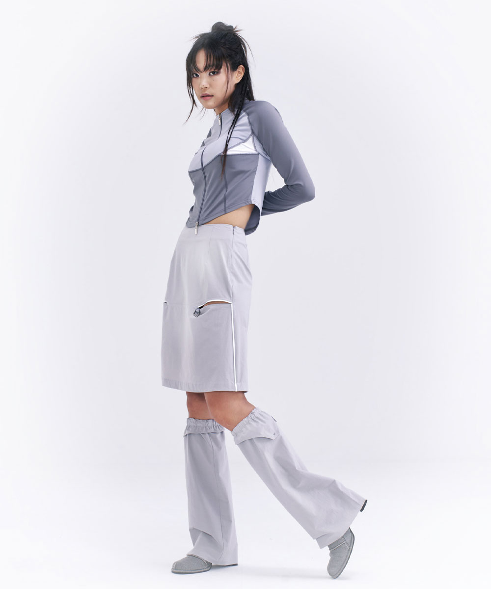 Midi skirts leg warmer set (Gray)