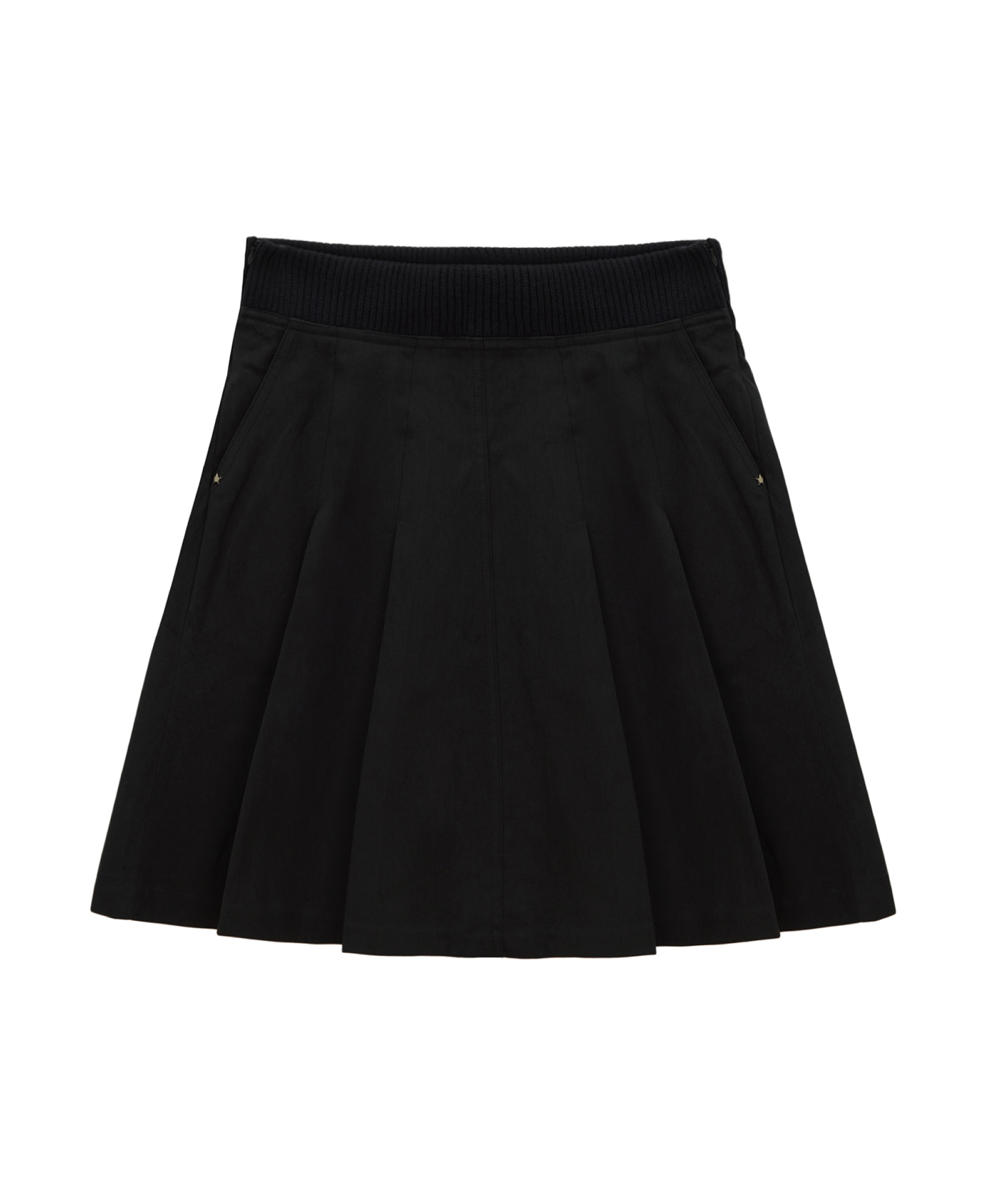 Banding pleats midi skirt (black)
