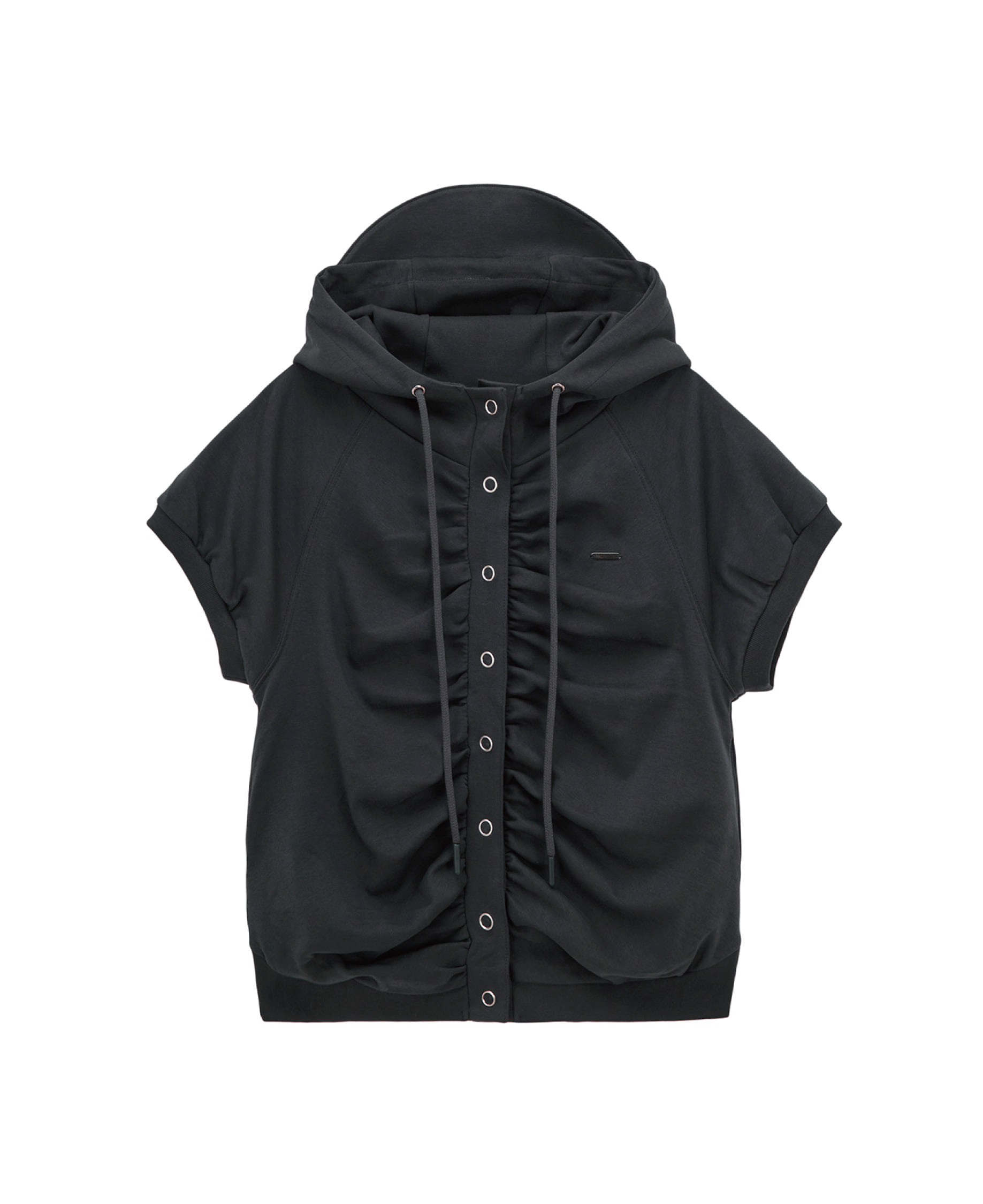 Shirring snap button vest (charcoal)