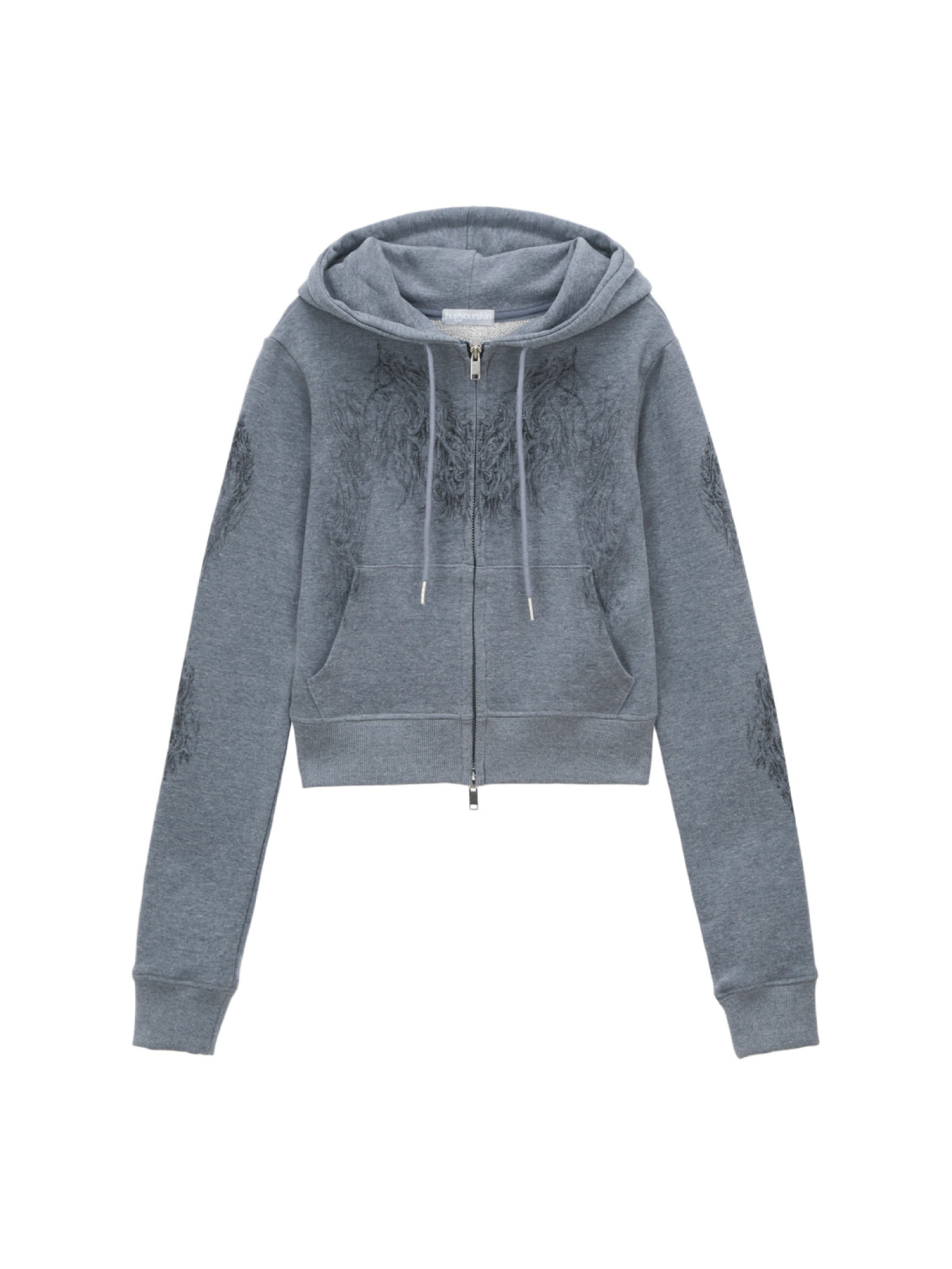 Skully cropped hoodie zip-up (Indigo)