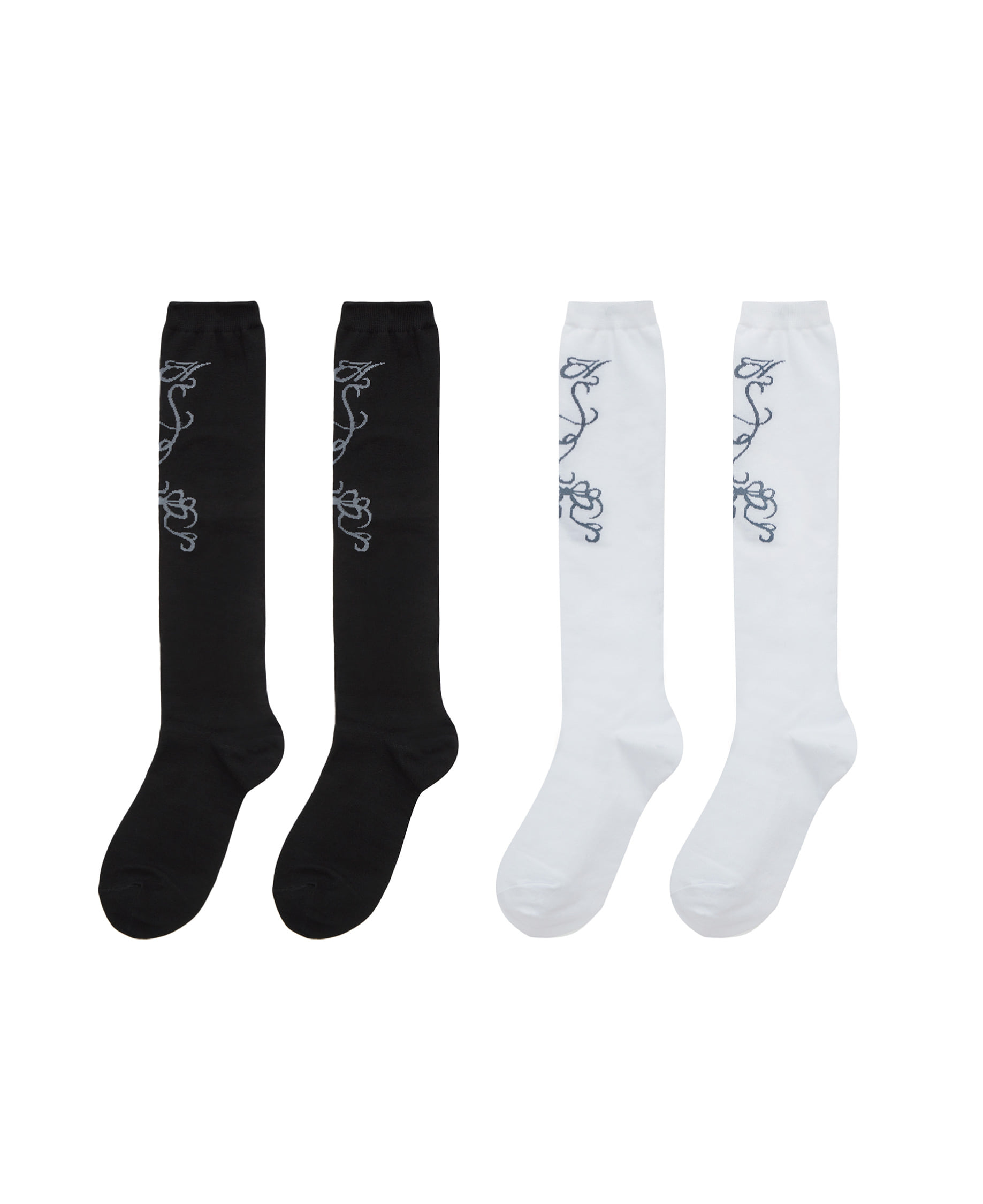 Front printed knee socks (2 pack)